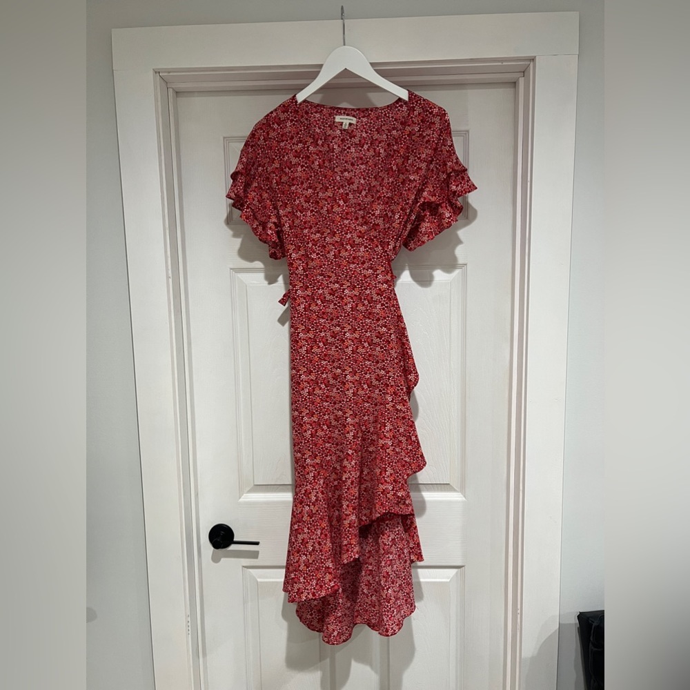 Max Studio Red Floral Wrap Dress - size S